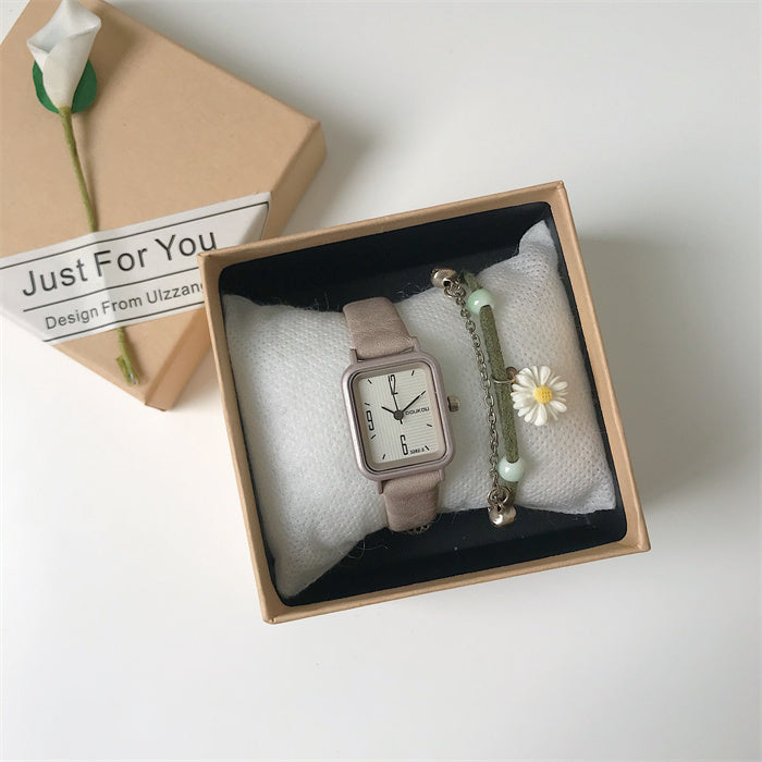 Retro Square Green & White Women’s Watch - ShreeBliss