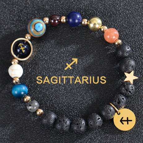Eight Planets Twelve Constellations Frosted Stone Beaded Bracelet – ShreeBliss