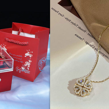 Retro Magnetic Four-Leaf Clover Heart Pendant Necklace – ShreeBliss