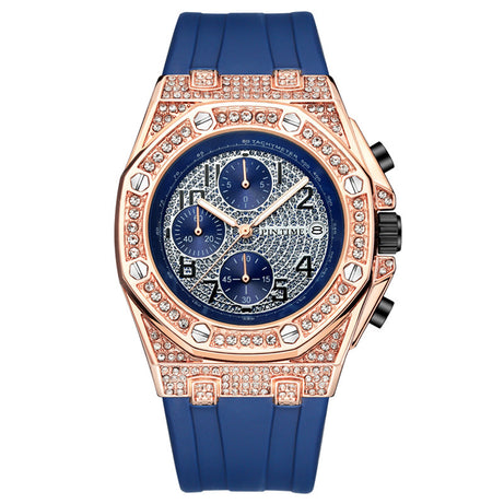 Vintage Diamond-Studded Chronograph Watch - ShreeBliss
