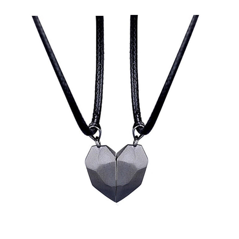Minimalist Heart Pendant Couple Necklace - Magnetic Friendship Jewelry - ShreeBliss