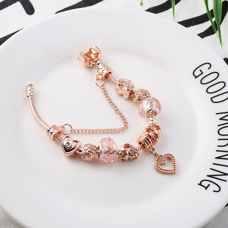 Fashion Love Geometric Rose Gold Bracelet Women's Jewelry - ShreeBliss