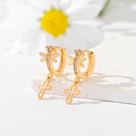 Popular Multi-style Design Gold-plated Ornament Cross Earrings - ShreeBliss