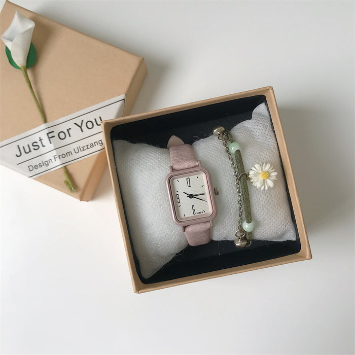 Retro Square Green & White Women’s Watch - ShreeBliss